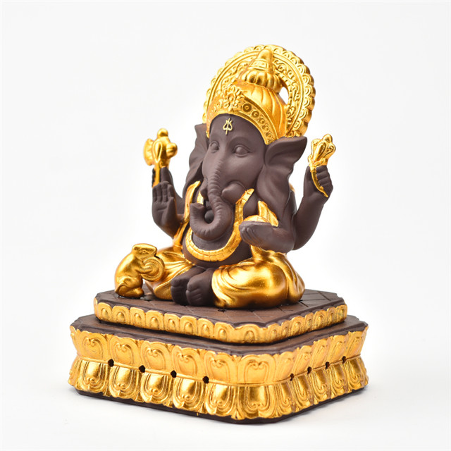 Cerâmica Golden Ganesha Incense Burner Suppler Censador de Cenário Cacho 