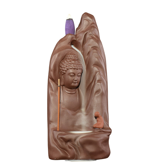 A mobília para a casa Decora A Estátua De Cerâmica Dourada Pequena Buda Queimador de Incenso de Cerâmica
