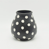 Mobiliário doméstico Decoração Vaso de Cerâmica de Mesa Decoração de Mesa Poliedrosis Preto Vitrificado com Pontos Brancos Boca larga Vaso de Cerâmica