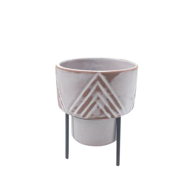 Mobiliário doméstico Decoração Preto Ferro de Quatro Pernas suporte de quatro pernas preto Vaso de Cerâmica