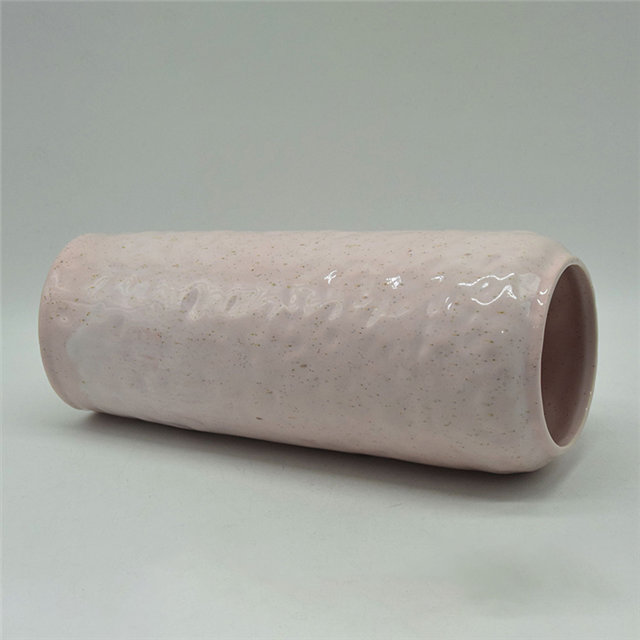 Mobiliário doméstico Decoração Vaso de Cerâmica de Mesa Decoração de Mesa Poliedrosa Tipo Alto Rosa Vaso de Cerâmica