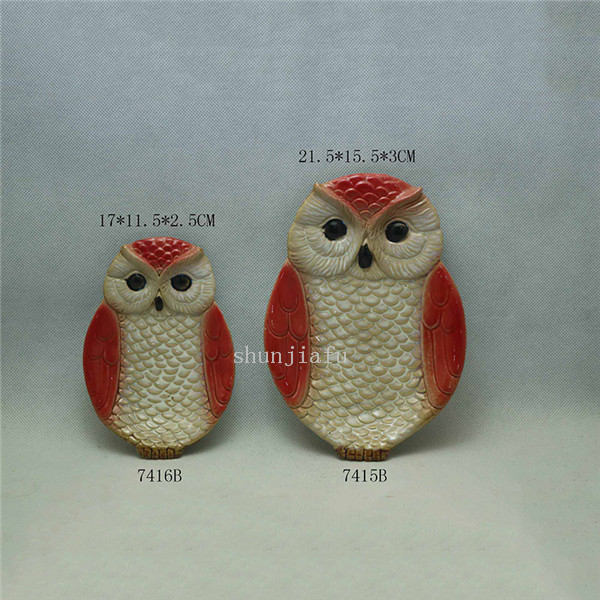 placa cerâmica coruja rosa de várias cores