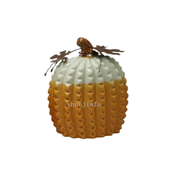 três pcs define prateado umpkin decorações de cerâmica para abóboras de cerâmica douradas fora