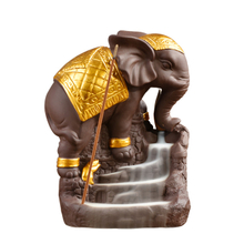 A mobília para a casa decora a estátua cerâmica Elefante dourado Queimador de incenso de cerâmica