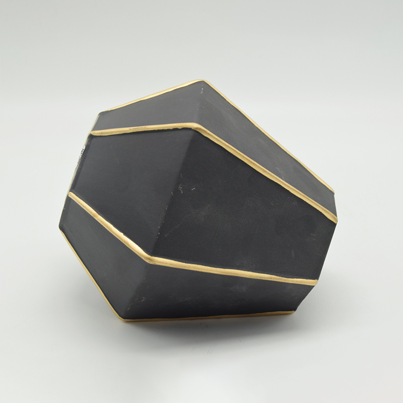 Mobiliário doméstico Decoração Vaso de cerâmica de mesa Decoração de mesa Poliedrosis Vaso de cerâmica preto