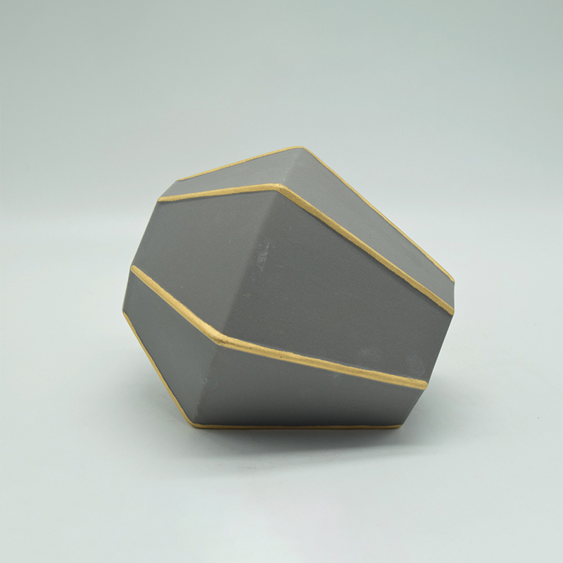 Mobiliário doméstico Decoração Vaso de cerâmica de mesa Decoração de mesa Vaso de cerâmica poliedrosa cinza