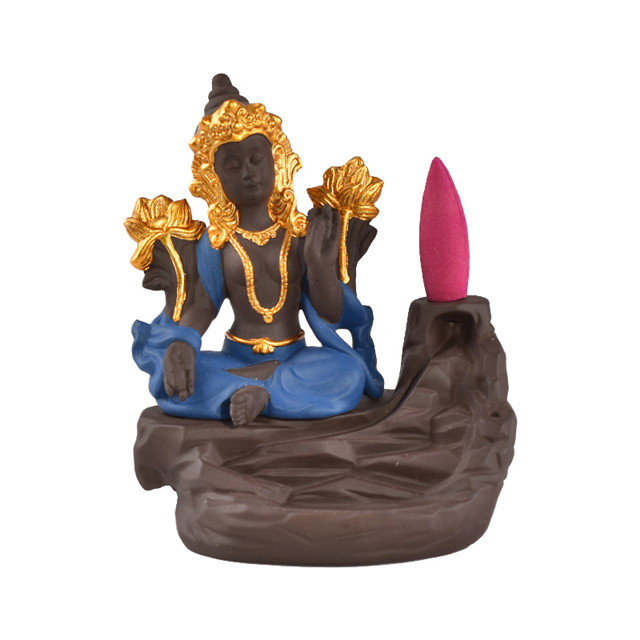 Mobiliário doméstico Decorar Estátua de Cerâmica azul Deusa Queimador de Incenso de Cerâmica