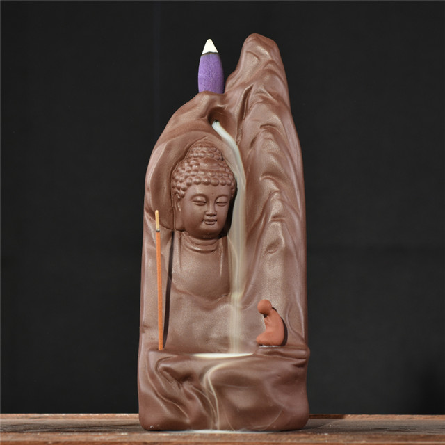 A mobília para a casa Decora A Estátua De Cerâmica Dourada Pequena Buda Queimador de Incenso de Cerâmica