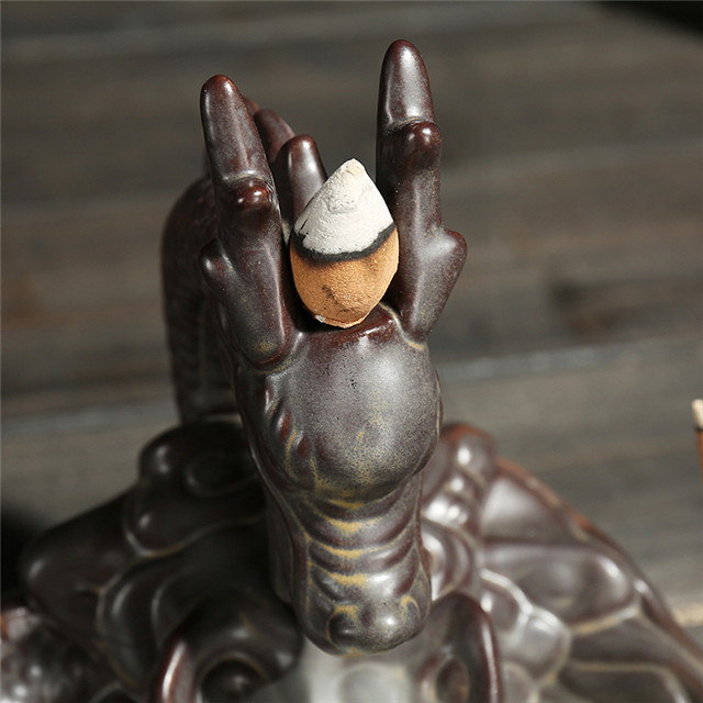 Tópico Incenso Soquete Cerâmica Cachoeira Reflux Incenso Grande Dragão Cerâmica Cerâmica Citron Dragão Backflow Incense Burner