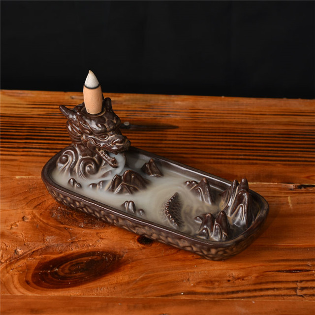 Thread Soquete de Incenso Cerâmica Cachoeira Refluxo Incenso dragão enfrenta dragão Cerâmico Dedos Citron Dragão Backflow Queimador de Incenso