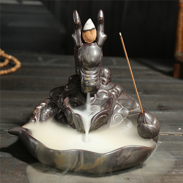 Tópico Incenso Soquete Cerâmica Cachoeira Reflux Incenso Grande Dragão Cerâmica Cerâmica Citron Dragão Backflow Incense Burner