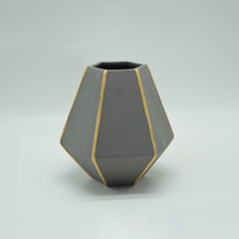 Mobiliário doméstico Decoração Vaso de cerâmica de mesa Decoração de mesa Vaso de cerâmica poliedrosa cinza