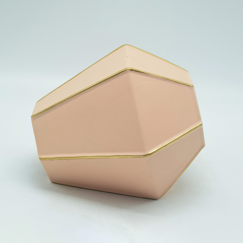 Mobiliário doméstico Decoração Vaso de cerâmica de mesa Decoração de mesa Poliedrosis Vaso de cerâmica rosa