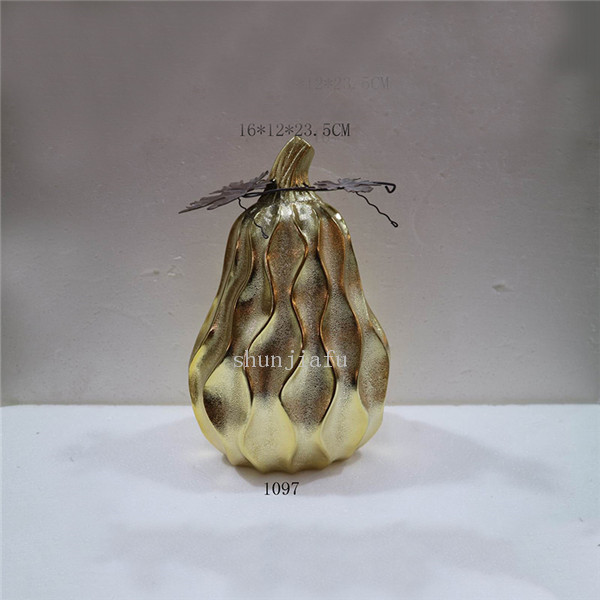 Abóboras de cerâmica dourada Forma lanterna Abóbora de cerâmica Lanterna oca-out Abóboras de cerâmica Decorações