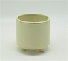 Vaso de mesa amarelo claro com três pernas e três pés, suporte de vaso de cerâmica branca