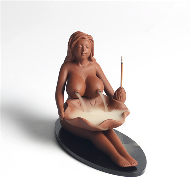 Deusa cerâmica segurando placas queimando fragrância queimador de incenso de cerâmica