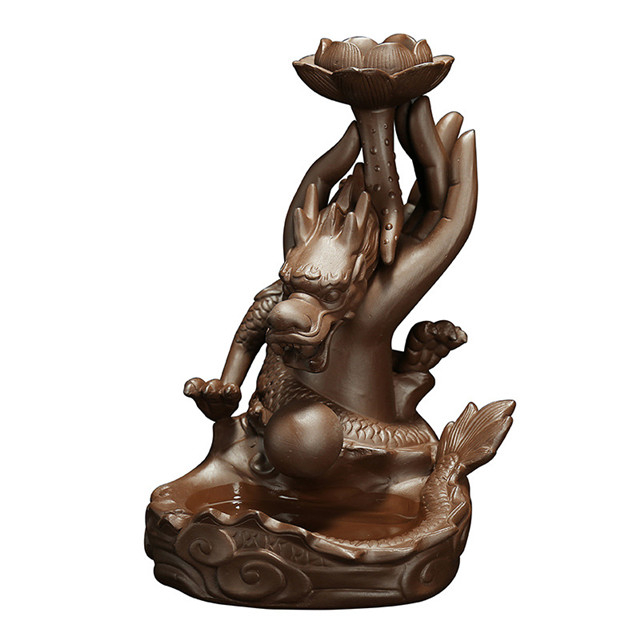 Linha Soquete de Incenso Cerâmica Cachoeira Refluxo Incenso Grande dragão Cerâmica dedos flor de cidra Queimador de Incenso de Retorno de Dragão