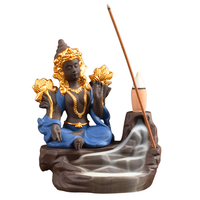 Mobiliário doméstico Decorar Estátua de Cerâmica azul Deusa Queimador de Incenso de Cerâmica