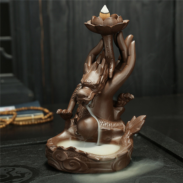 Linha Soquete de Incenso Cerâmica Cachoeira Refluxo Incenso Grande dragão Cerâmica dedos flor de cidra Queimador de Incenso de Retorno de Dragão