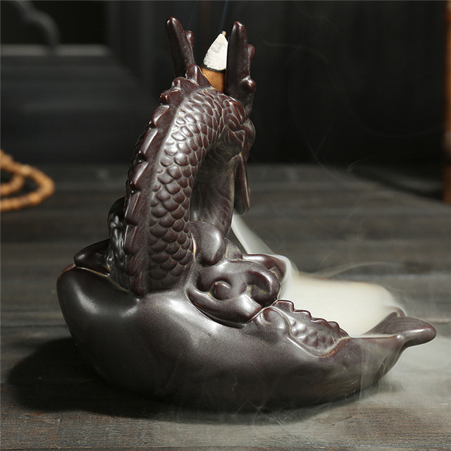 Tópico Incenso Soquete Cerâmica Cachoeira Reflux Incenso Grande Dragão Cerâmica Cerâmica Citron Dragão Backflow Incense Burner