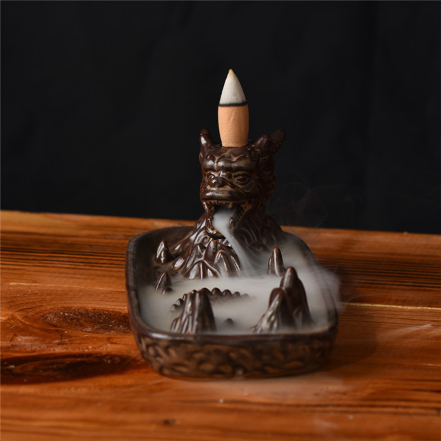 Thread Soquete de Incenso Cerâmica Cachoeira Refluxo Incenso dragão enfrenta dragão Cerâmico Dedos Citron Dragão Backflow Queimador de Incenso