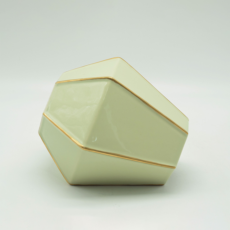 Mobiliário doméstico Decoração Vaso de cerâmica de mesa Decoração de mesa Poliedrosis Vaso de cerâmica amarelo