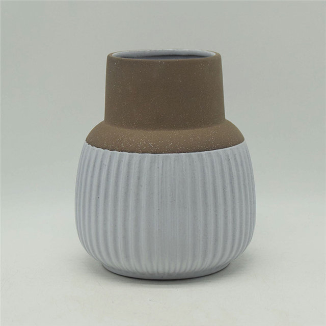 Mobiliário doméstico Decoração Vaso de Cerâmica de Mesa Decoração de Mesa Poliedrosa Decoração de Mesa Cinzento Branco Chifre Boca Forma Vaso de Cerâmica