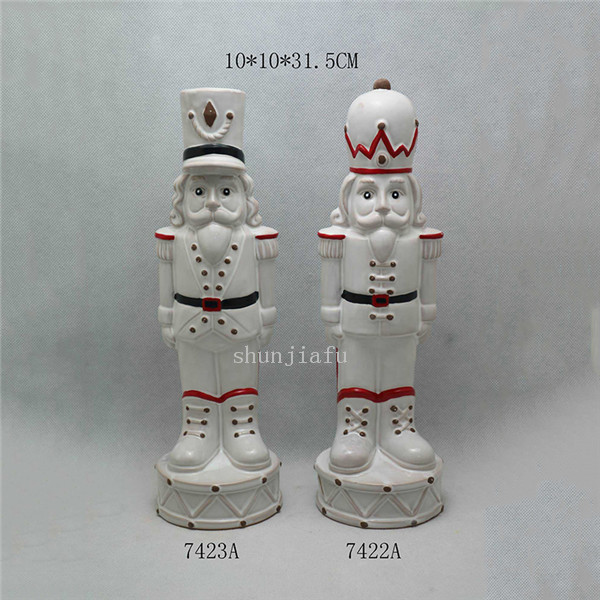 Frasco de Papai Noel adorável de cerâmica ou decorações de Natal em família Robô de Natal branco fosco