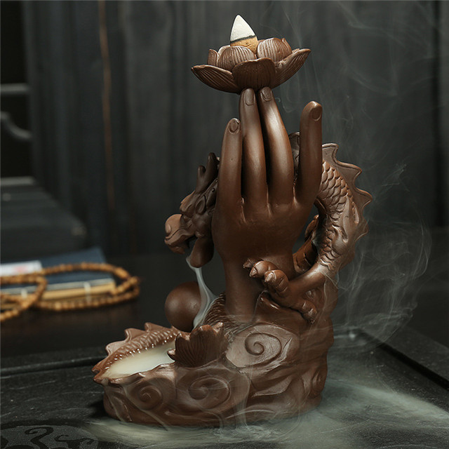 Linha Soquete de Incenso Cerâmica Cachoeira Refluxo Incenso Grande dragão Cerâmica dedos flor de cidra Queimador de Incenso de Retorno de Dragão