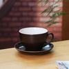 caixa de presente com logotipo personalizado caneca de café em porcelana 320 ml Preto 、 branco Combinar com prato de copo de cerâmica Conjunto de copo de café em cerâmica