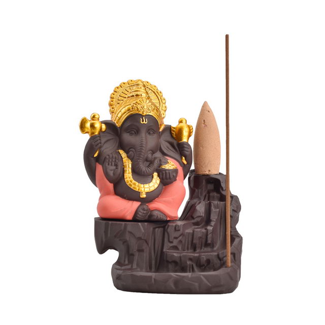  Red Ceramic Ganesha Waterfall Backflow Incense Burner Producedor de Produção