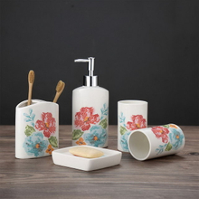 Conjunto de Design de Flores popular Cinco Hotel de Uso Familiar do Banheiro Acessório de Banheiro Sanitário Conjunto de Acessórios de Banheiro em Cerâmica