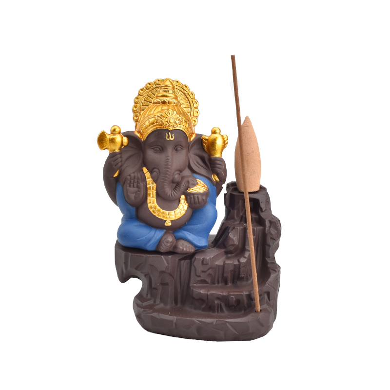 Queimador de incenso de refluxo de cachoeira de ganesha cerâmica