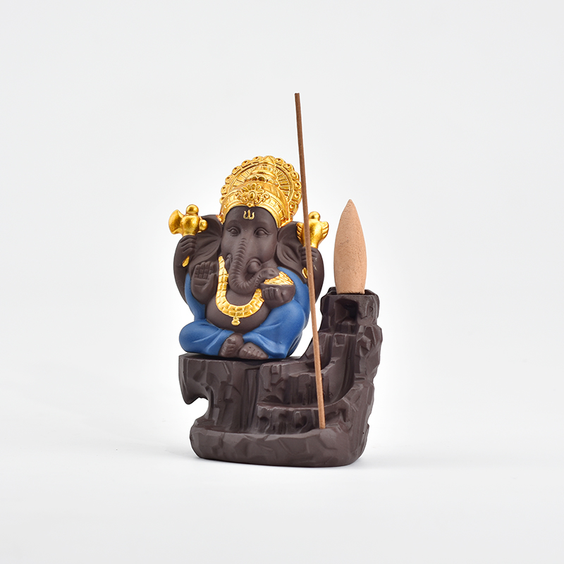 Queimador de incenso de refluxo de cachoeira de ganesha cerâmica